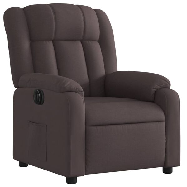 vidaXL Sill&oacute;n reclinable el&eacute;ctrico tela marr&oacute;n oscuro