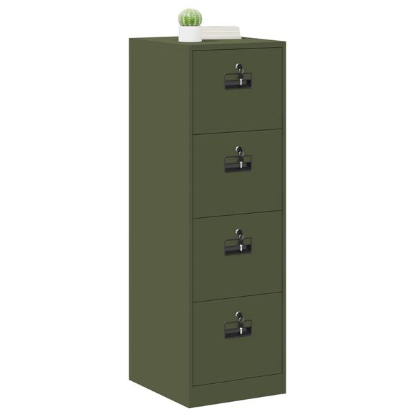 vidaXL Mueble archivador con caj&oacute;n 2 pcs Verde Oliva 44 x 50 x 139 cm