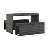 vidaXL Set de comedor de jard&iacute;n 3 pzs y cojines rat&aacute;n sint&eacute;tico gris