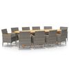 vidaXL Juego de comedor de jard&iacute;n 11 piezas con cojines gris