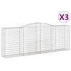 vidaXL Cestas de gaviones 3 uds forma de arco hierro 400x50x140/160 cm