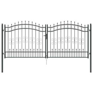 vidaXL Puerta de Cerca con Punta de Lanza Kampen Gris 305 x 125 cm