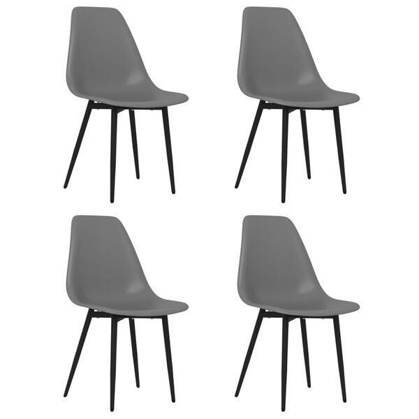 vidaXL Sillas de comedor 4 unidades gris PP