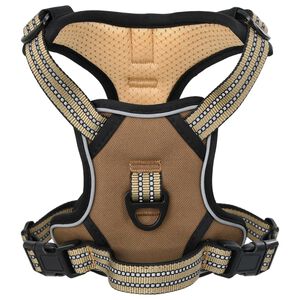 vidaXL Arn&eacute;s para perros con correa y collar ajustable marr&oacute;n L