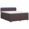 vidaXL Cama con Base Tapizada, Colch&oacute;n y Luz LED Marr&oacute;n Oscuro Tela
