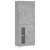 vidaXL Aparador alto madera contrachapada gris hormig&oacute;n 69,5x34x180 cm