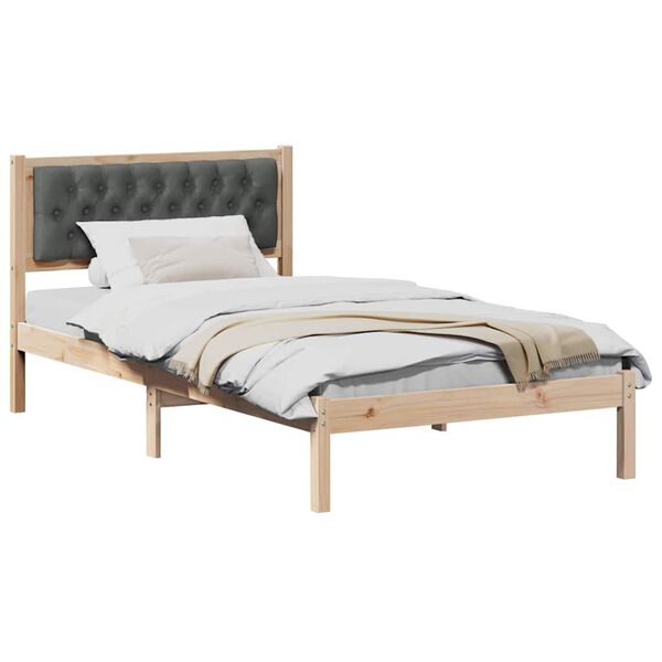vidaXL Estructura de cama con cabecera Gris oscuro 100 x 200 cm