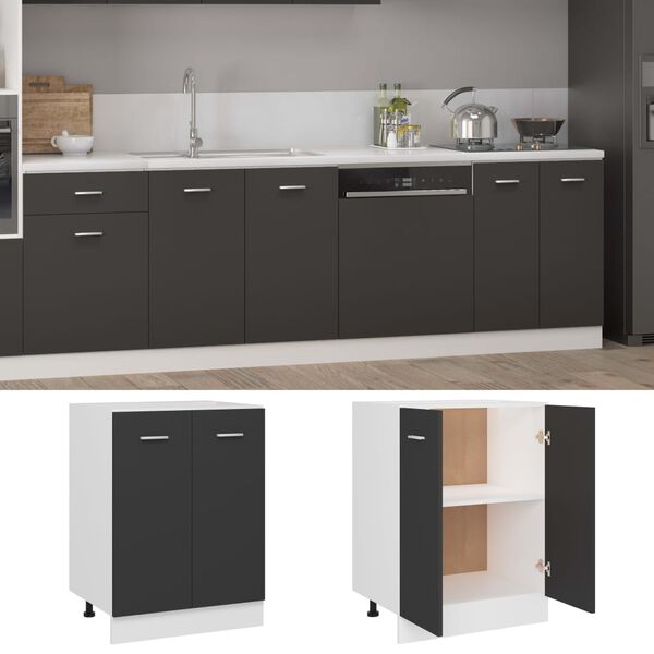 vidaXL Armario inferior cocina “Lyon” madera contrachapada gris