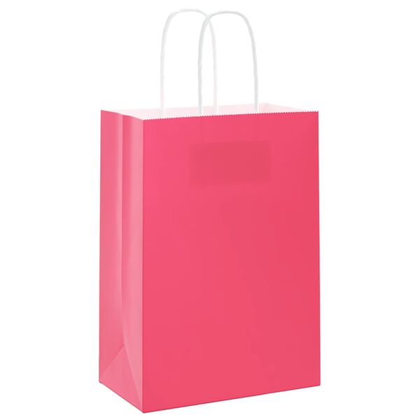 vidaXL Bolsas de papel con asas 250 uds rosa 15x8x21 cm