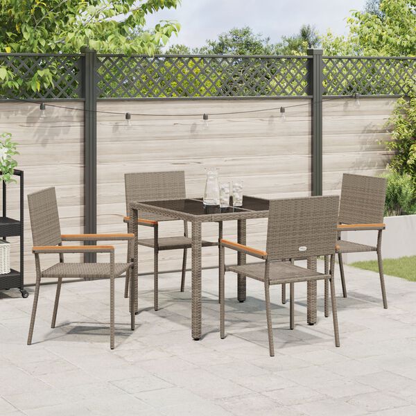 vidaXL Conjunto de Comedor de Jardín 5 pcs Gris ratán sintético