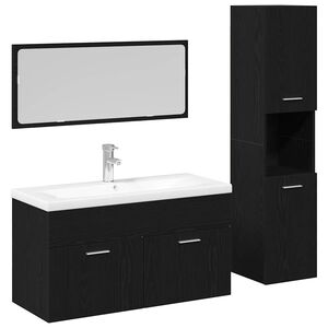 vidaXL Juego de muebles de ba&ntilde;o 4 pcs Roble Negro Madera de ingenier&iacute;a