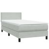 vidaXL Cama box spring con colch&oacute;n terciopelo gris claro 90x210 cm