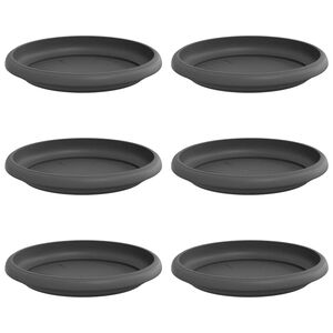 vidaXL Bandeja Redonda para Flores 6 pcs Negro &Oslash; 14 x 2 cm Pl&aacute;stico