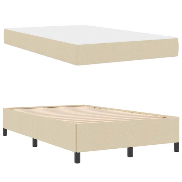 vidaXL Cama tipo Box Spring Crema 120 x 190 cm tela