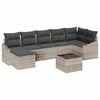 vidaXL Juego de Sof&aacute; con coj&iacute;n 8 pcs Gris claro rat&aacute;n sint&eacute;tico