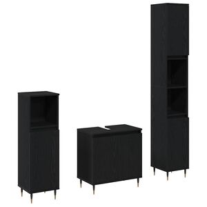 vidaXL Juego de muebles de ba&ntilde;o 3 pcs Roble Negro 30 x 30 x 190 cm