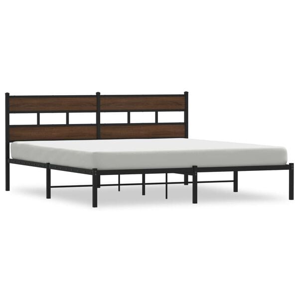 vidaXL Estructura cama con cabecero sin colch&oacute;n marr&oacute;n roble 200x200cm