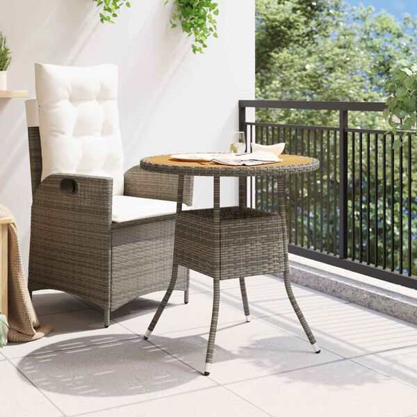 vidaXL mesa de cena con almacenamiento Gris y Acacia 70 x 70 x 73 cm