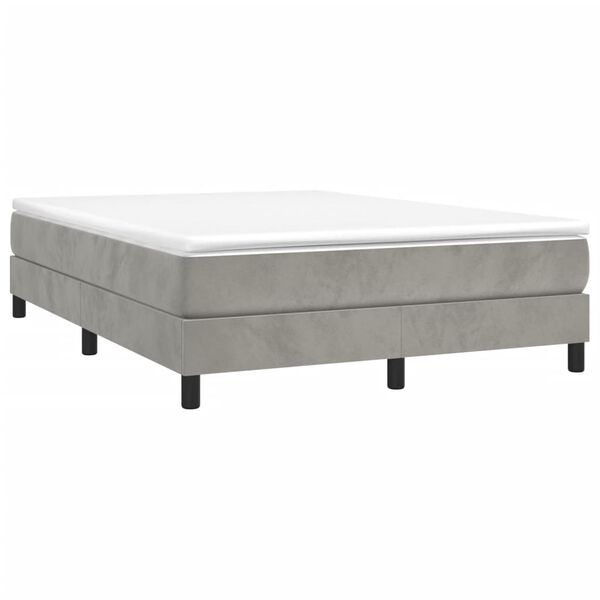 vidaXL Cama box spring con colch&oacute;n terciopelo gris claro 140x190 cm