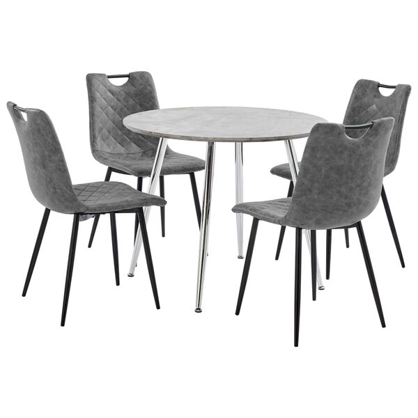 vidaXL Juego de comedor 5 piezas cuero sint&eacute;tico gris oscuro