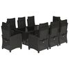 vidaXL Set de comedor de jard&iacute;n 9 pzas y cojines rat&aacute;n sint&eacute;tico negro
