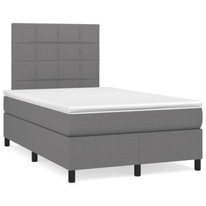 vidaXL Cama box spring con colch&oacute;n tela gris oscuro 120x200 cm