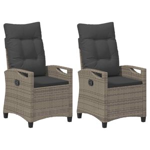 vidaXL Silla de Jard&iacute;n 2 uds. Gris y Gris Oscuro Acero y Poli&eacute;ster