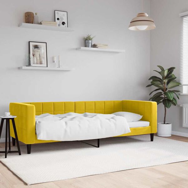 vidaXL Sofá cama sin colchón terciopelo amarillo 80x200 cm
