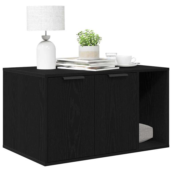 vidaXL Caja de arena para gatos de roble negro, 80 x 50 x 45 cm, madera de ingenier&iacute;a