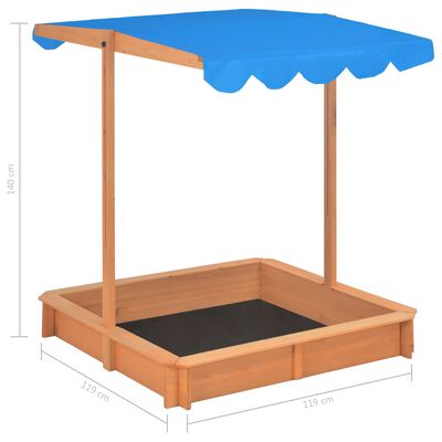 vidaXL Caja de arena con techo ajustable de madera de abeto azul UV50