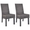 vidaXL Sillas de comedor 2 unidades rat&aacute;n Kubu y madera caoba marr&oacute;n