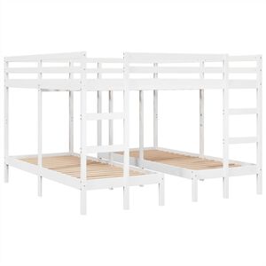 vidaXL Litera triple madera maciza de pino blanca 200x200/80x200 cm