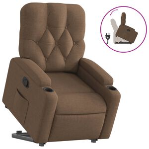 vidaXL Sill&oacute;n reclinable elevable de tela marr&oacute;n