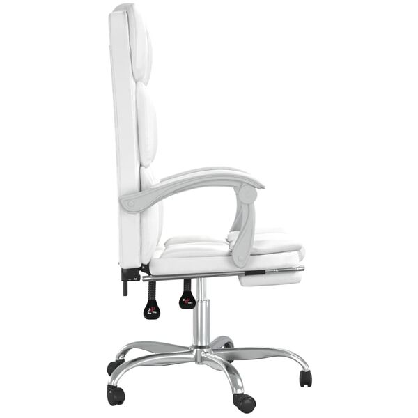 vidaXL Silla de oficina reclinable cuero sint&eacute;tico blanco