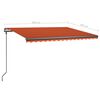 vidaXL Toldo autom&aacute;tico LED sensor de viento naranja y marr&oacute;n 4x3 m