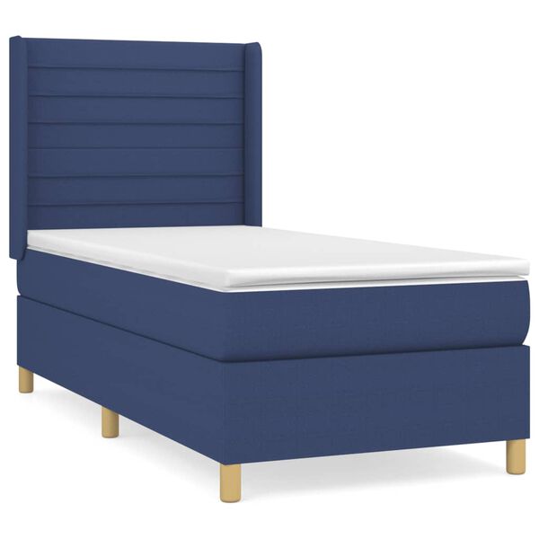 vidaXL Cama box spring con colch&oacute;n tela azul 80x200 cm