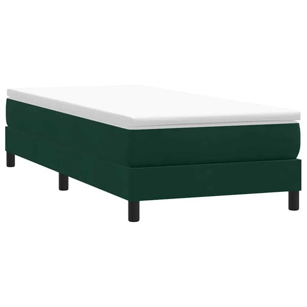 vidaXL Cama box spring sin colch&oacute;n terciopelo verde oscuro 80x210 cm