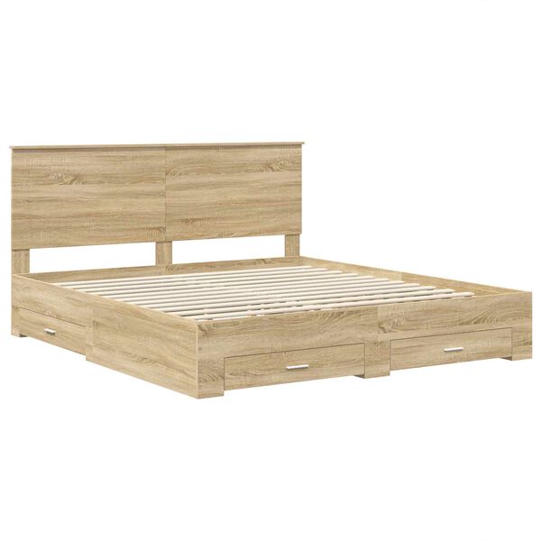 vidaXL Estructura de cama con cabecera Roble Sonoma 200 x 200 cm
