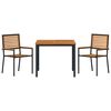 vidaXL Conjunto de Comedor de Jard&iacute;n 3 pcs Negro y Madera