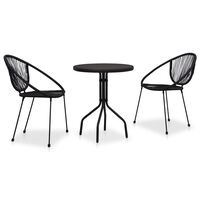 vidaXL Set de mesa y sillas de jardín 3 piezas ratán de PVC negro