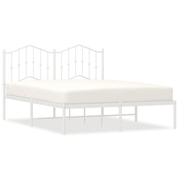 vidaXL Estructura cama sin colch&oacute;n con cabecero metal blanco 140x200cm
