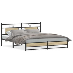 vidaXL Estructura de cama sin colch&oacute;n metal roble Sonoma 180x200 cm