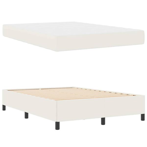 vidaXL Estructura de cama con colch&oacute;n Crema 140 x 200 cm tela