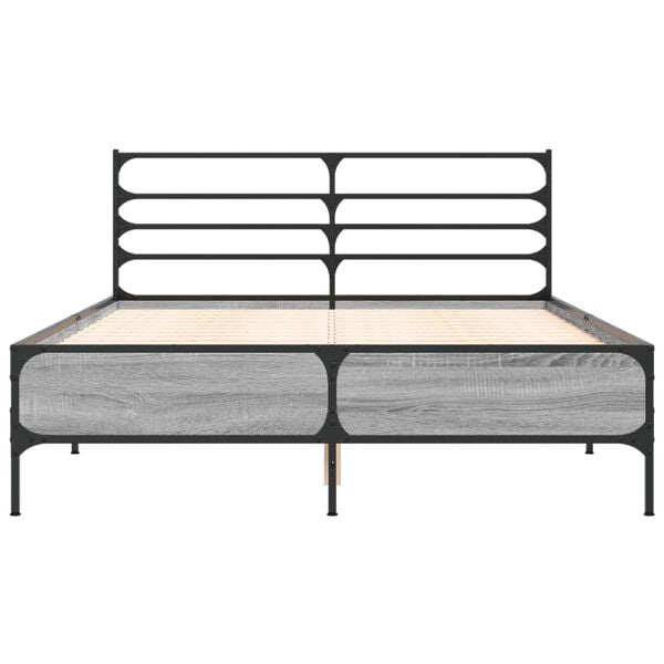 vidaXL Estructura cama madera ingenier&iacute;a metal gris Sonoma 140x190 cm