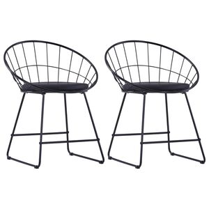 vidaXL Sillas de comedor asientos de cuero sint&eacute;tico 2 uds acero negro