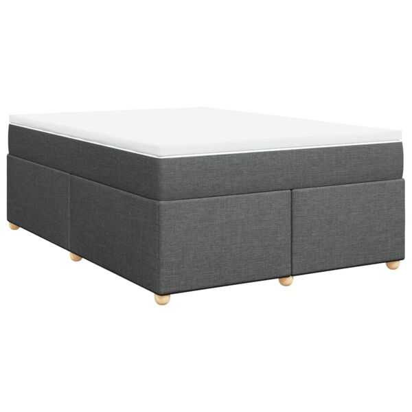 vidaXL Cama box spring con colchón tela gris oscuro 140x190 cm