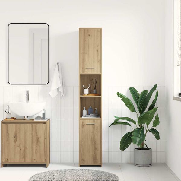 vidaXL Armario de baño madera ingeniería roble artisan 30x30x183,5 cm