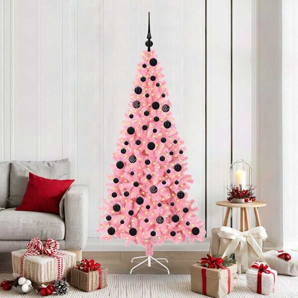vidaXL &Aacute;rbol de Navidad con 300 LED con soporte Rosa 180 cm PVC