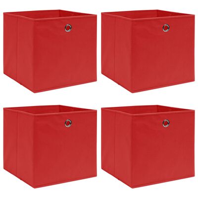 vidaXL Cajas de almacenaje 4 uds tela rojo 32x32x32 cm