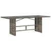 vidaXL Mesa de jard&iacute;n superficie de vidrio rat&aacute;n PE gris 190x80x74 cm